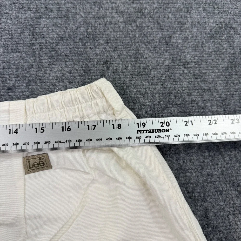 Lee Pleated Shorts 20W/M Off‎ White Cotton Elastic Waist Mens